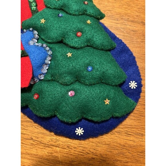 Design Works Crafts Felt Christmas Stocking Handcrafted "Snowman and Tree" 16" - Picture 2 of 10